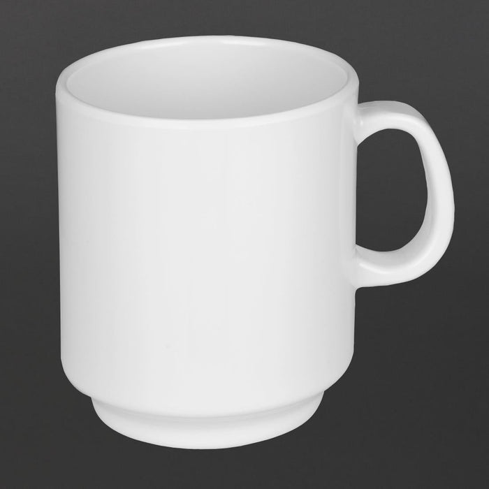 Olympia Kristallon Melamine Mugs White 340ml 12oz (6 Pack) Olympia