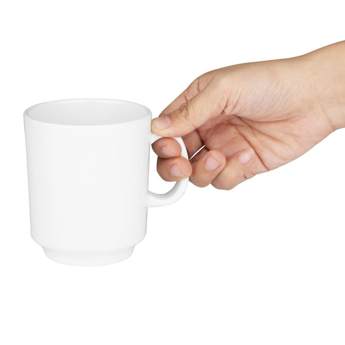 Olympia Kristallon Melamine Mugs White 340ml 12oz (6 Pack) Olympia