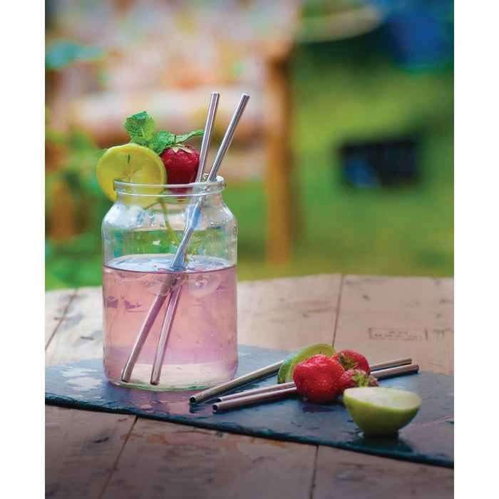 Beaumont Stainless Steel Metal Straws 8.5" (25 Pack) Beaumont
