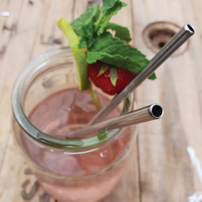 Beaumont Stainless Steel Metal Straws 8.5" (25 Pack) Beaumont