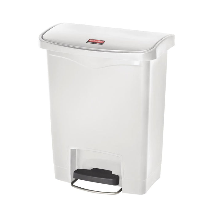 Rubbermaid Slim Jim Front Step-On Pedal Bin White 30Ltr Slim Jim