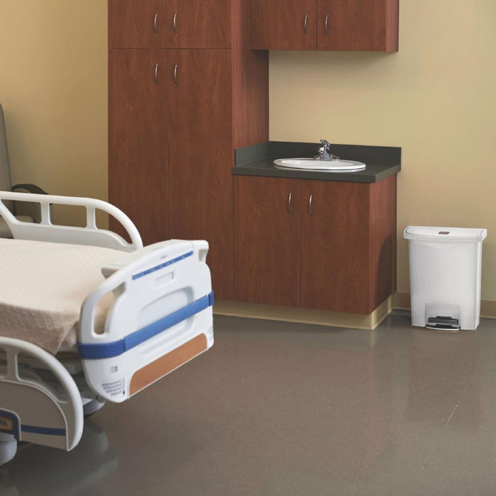 Rubbermaid Slim Jim Front Step-On Pedal Bin White 30Ltr Slim Jim