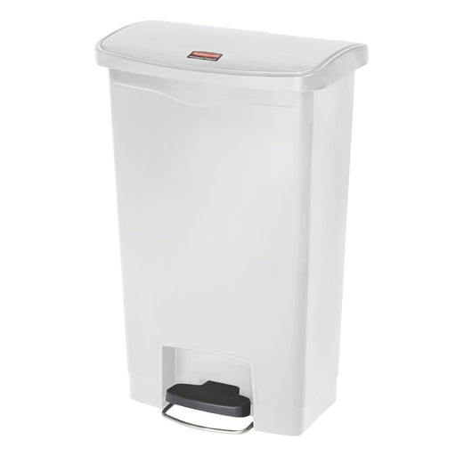 Rubbermaid Slim Jim Front Step-On Pedal Bin White 50Ltr Slim Jim