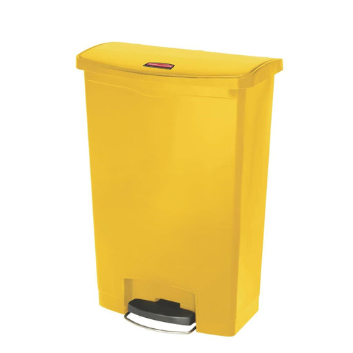 Rubbermaid Slim Jim Front Step-On Pedal Bin Yellow 90Ltr Slim Jim