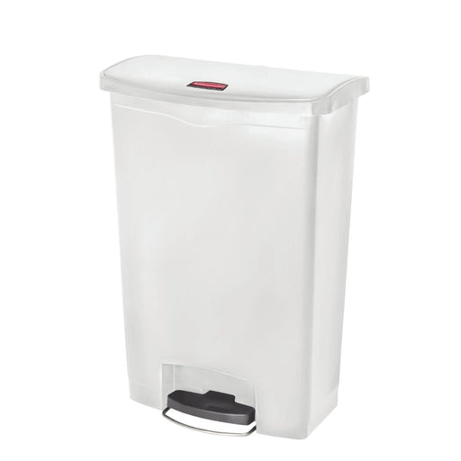 Rubbermaid Slim Jim Step-On Pedal Bin White 90Ltr Slim Jim