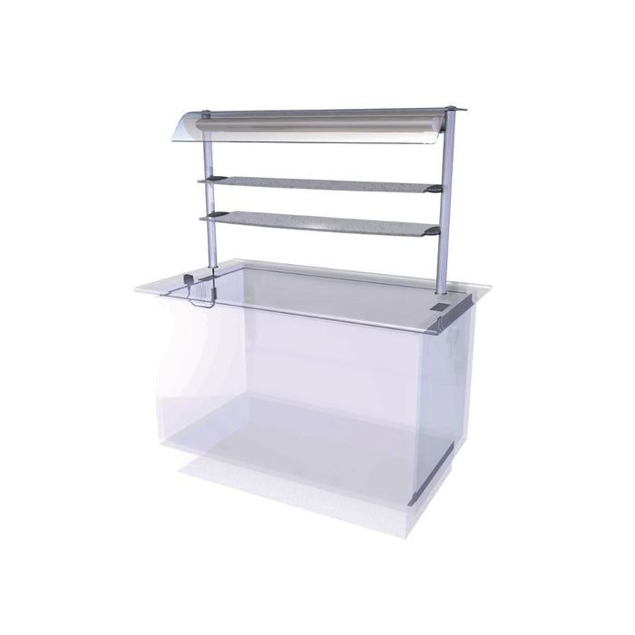 2 Shelves. Capacity: 4x 1/1 GN. Self Service. 1500mm Wide
