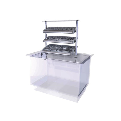 Capacity: 6x 1/9 GN, 4x 1/6 GN and 4x 1/4 GN. Self Service. 800mm Wide