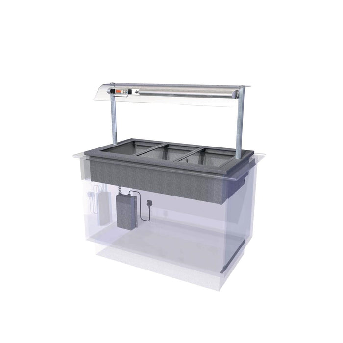 Capacity: 3x 1/1 GN. Self Service. 1175mm Wide