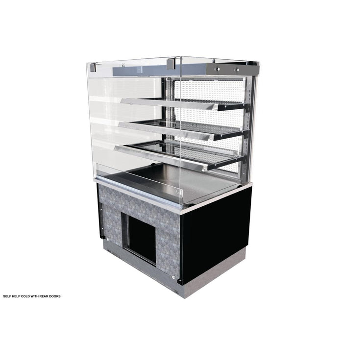 3 Shelves. Self Service. 600mm Wide. Rear Door