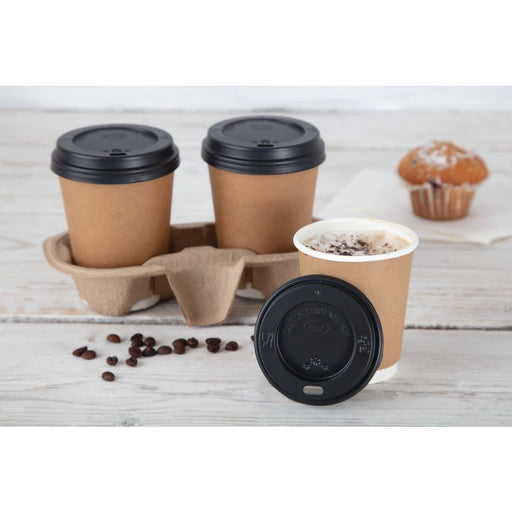 Fiesta Black Polystyrene Lids for 8oz Coffee Cups (50 Pack) Fiesta Recyclable