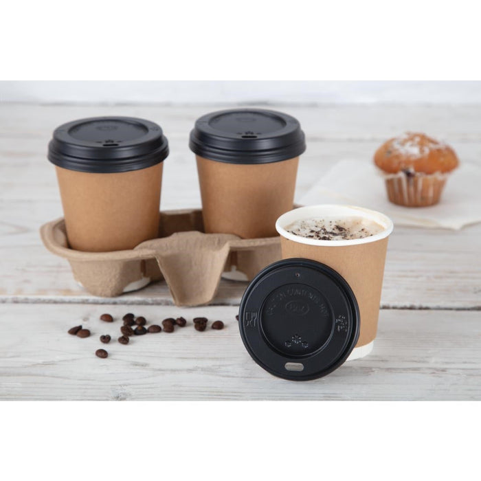 Fiesta Black Polystyrene Lids for 8oz Coffee Cups (50 Pack) Fiesta Recyclable