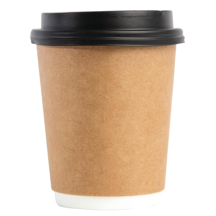 Fiesta Black Polystyrene Lids for 8oz Coffee Cups (50 Pack) Fiesta Recyclable