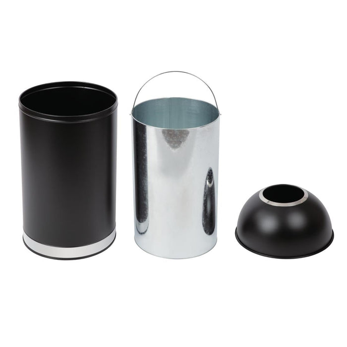 Bolero Bullet Bin with Open Top Lid Black 40Ltr Bolero