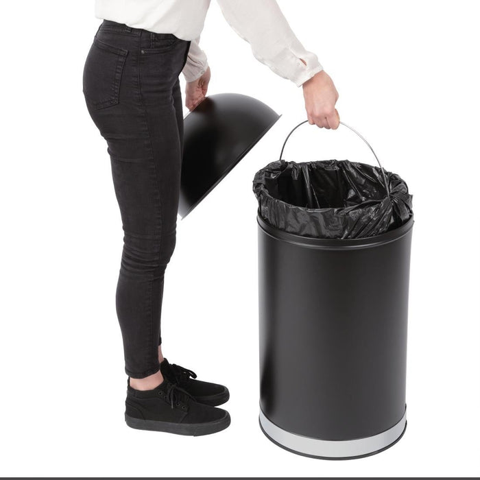 Bolero Bullet Bin with Open Top Lid Black 40Ltr Bolero
