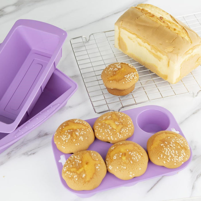 Hygiplas Flexible Silicone Six Hole Purple Muffin Pan Hygiplas