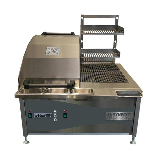 Digital controls. Single lid and half open grill. With garnish rail and slow cook shelf