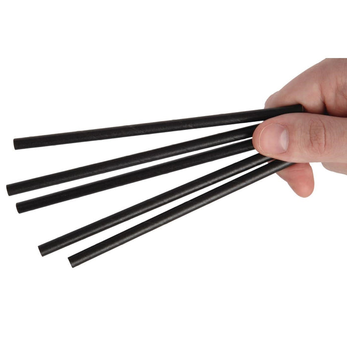 Fiesta Compostable Paper Cocktail Stirrer Straws Black (250 Pack) Fiesta Compostable