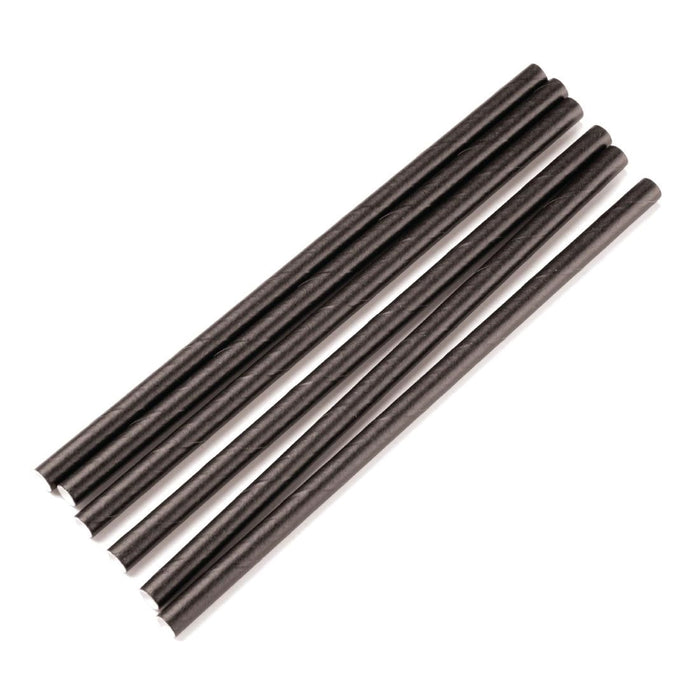 Fiesta Compostable Paper Cocktail Stirrer Straws Black (250 Pack) Fiesta Compostable