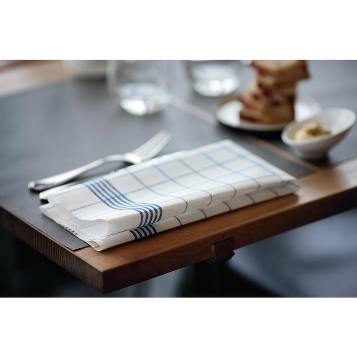 Dunisoft Towel Napkin Blue Check 38x54cm (250 Pack) Duni