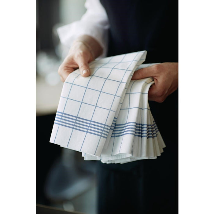 Dunisoft Towel Napkin Blue Check 38x54cm (250 Pack) Duni