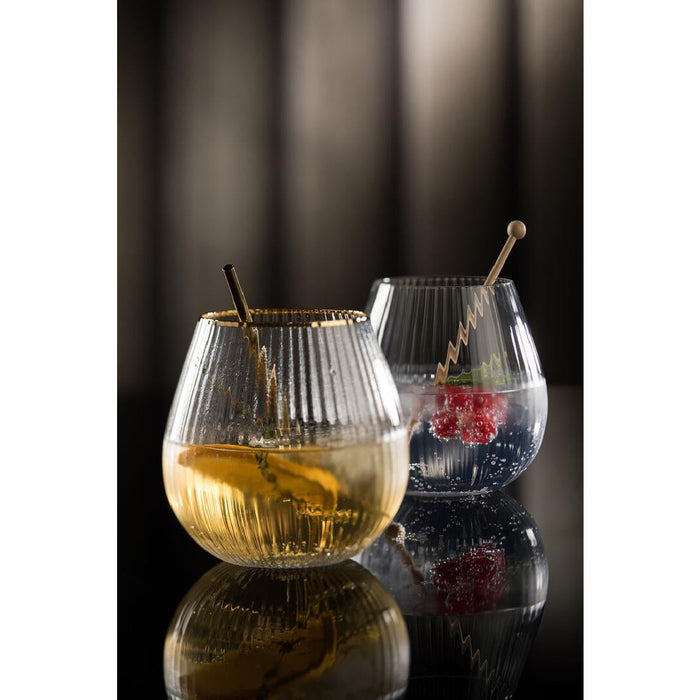 Utopia Hayworth Stemless Gin Gold Rim Glasses 650ml (6 Pack) Utopia