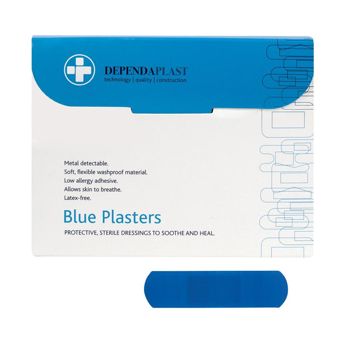 Each plaster: 75x25mm. Pack of 100. Latex-free. Low allergy adhesive