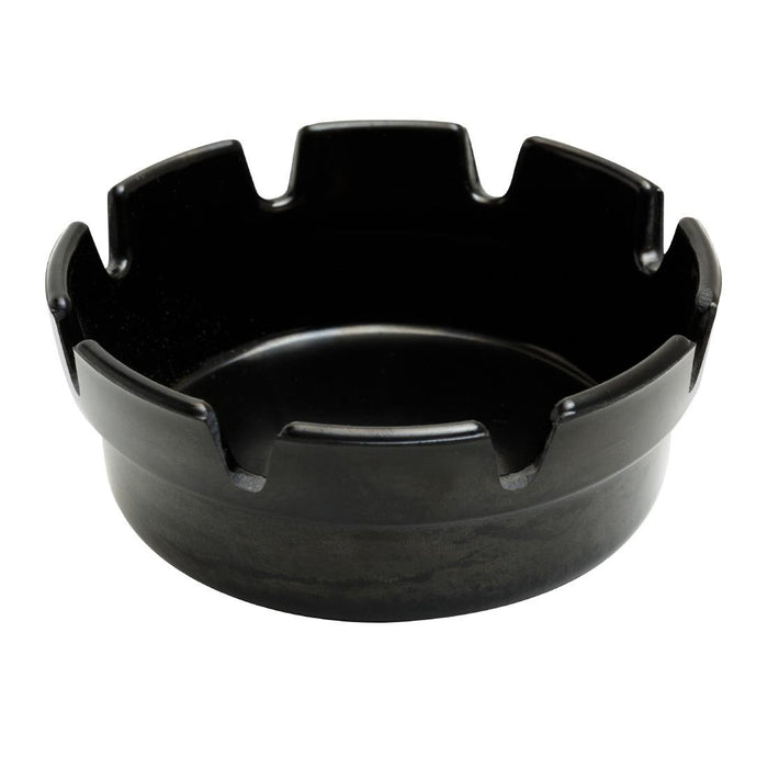 Pack Quantity: 10 Crown Style 4″ Ashtrays. Colour: Black.
