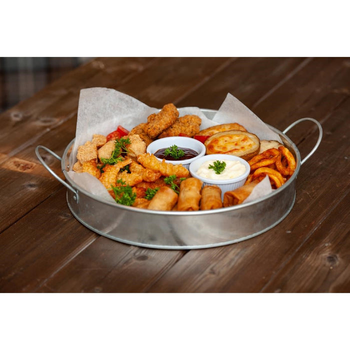 Beaumont Round Galvanised Tin Serving Platter 304mm Beaumont