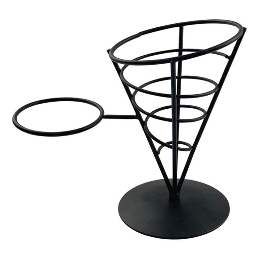 Black Wire Fry Cone with Ramekin Holder