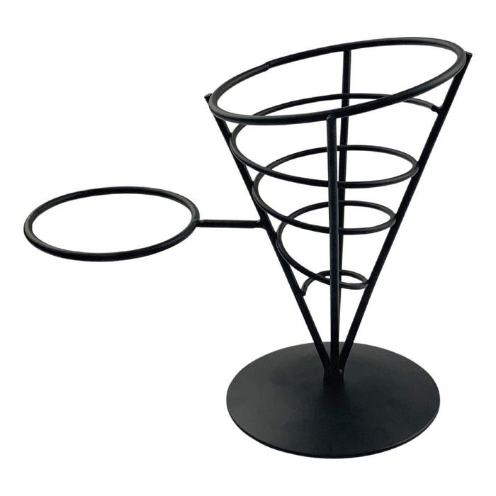 Black Wire Fry Cone with Ramekin Holder