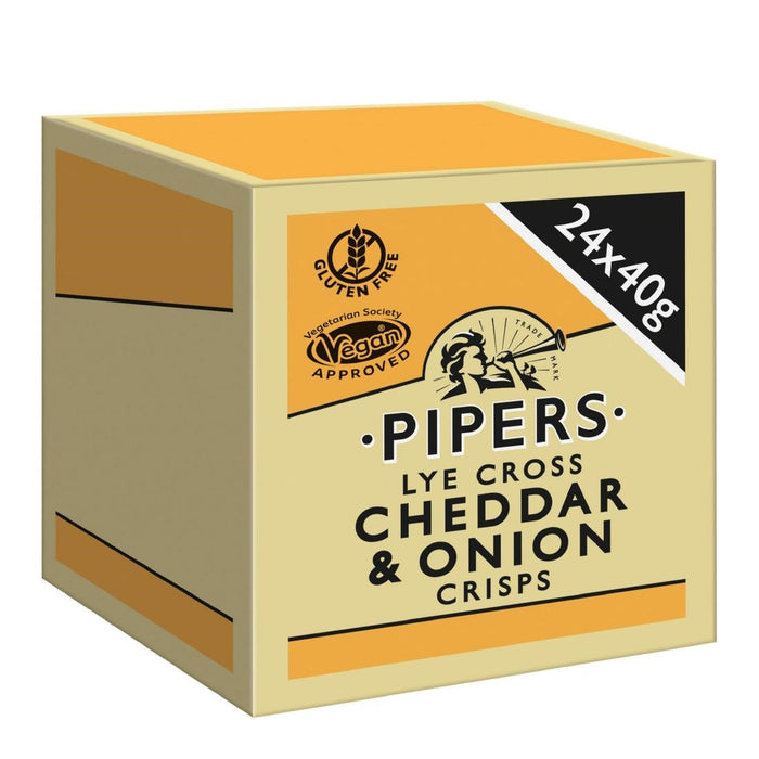 Pipers Lye Cross Cheddar & Onion 40g (24 Pack) Pipers