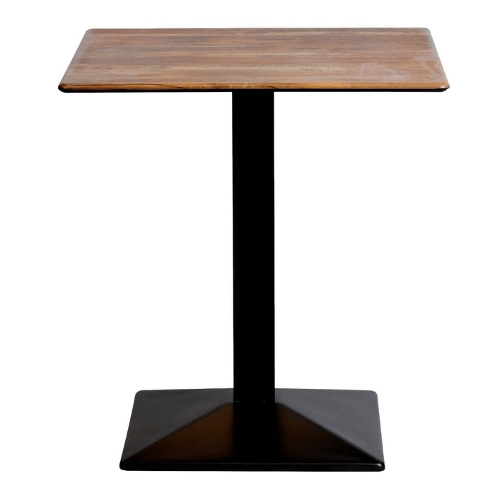 Turin Metal Base 600mm Square Dining Table w/Laminate Top in Planked Oak Everyday