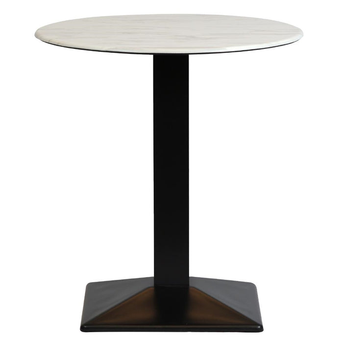 Turin Metal Base 600mm Round Dining Table with Laminate Top in Marble Everyday
