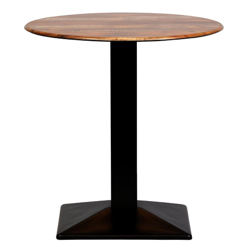 Turin Metal Base 600mm Round Dining Table w/Laminate Top in Planked Oak Everyday