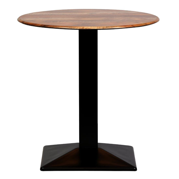 Turin Metal Base 600mm Round Dining Table w/Laminate Top in Planked Oak Everyday