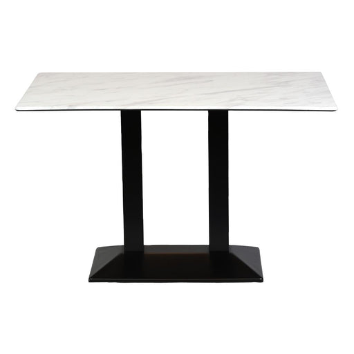 Turin Metal Base Rectangle Dining Table with Laminate Top in Marble Everyday
