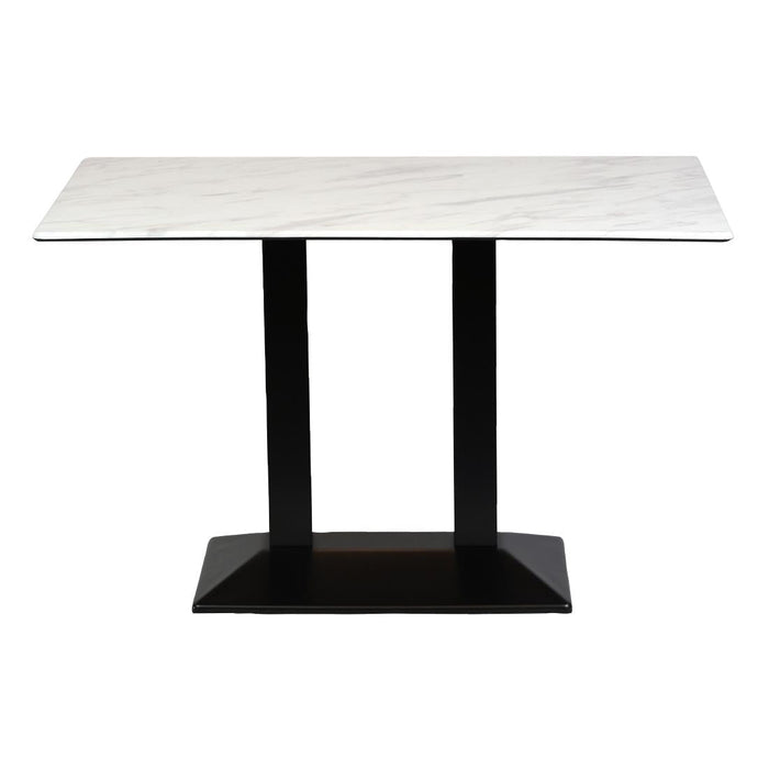 Turin Metal Base Rectangle Dining Table with Laminate Top in Marble Everyday