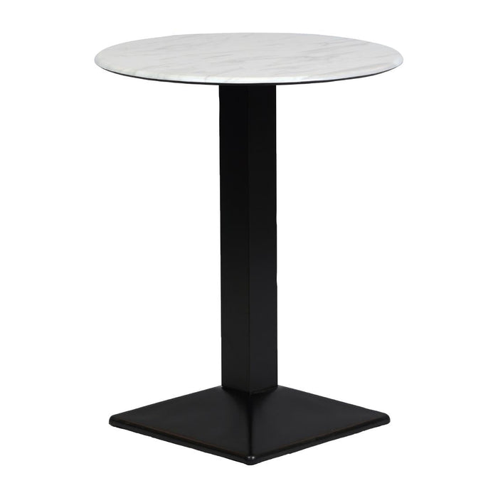 Turin Metal Base 600mm Round Poseur Table with Laminate Top in Marble Everyday