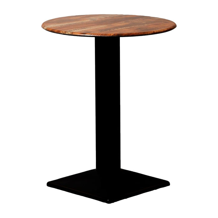 Turin Metal Base 600mm Round Poseur Table w/Laminate Top in Planked Oak Everyday