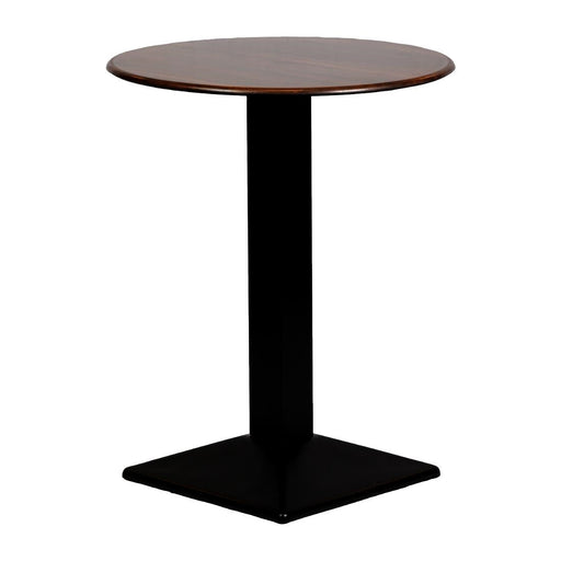 Turin Metal Base 600mm Round Poseur Table with Laminate Top in Walnut Everyday