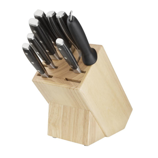 Material: Wood. Holds up to 9 knives. Knives sold separately