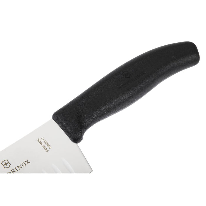 Victorinox Fluted Santoku Knife Black 17.1cm Victorinox
