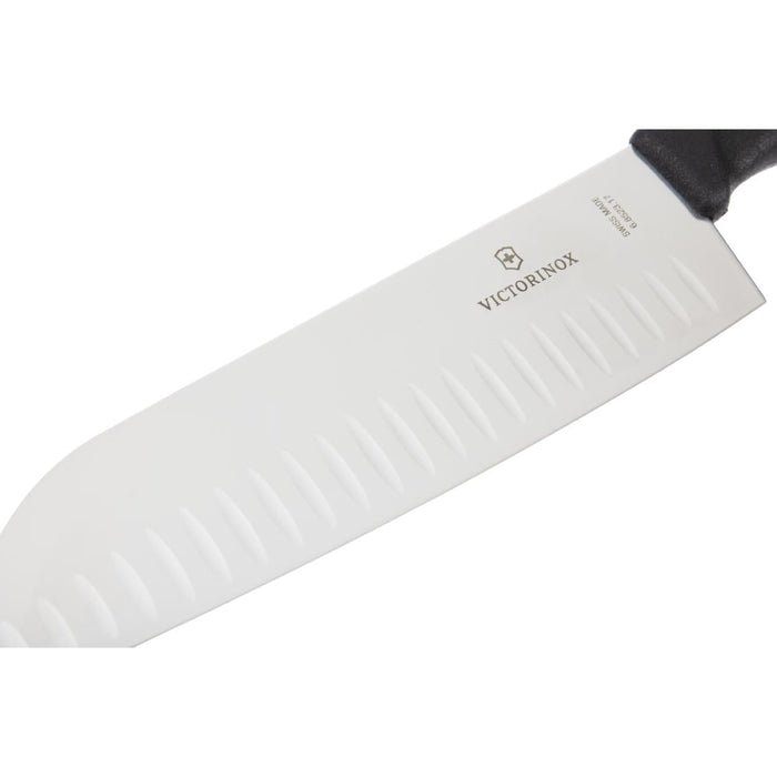 Victorinox Fluted Santoku Knife Black 17.1cm Victorinox