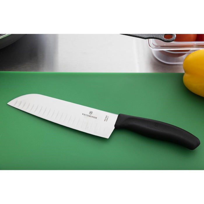Victorinox Fluted Santoku Knife Black 17.1cm Victorinox
