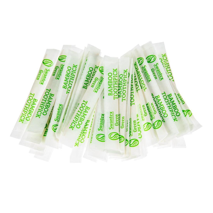 Individually Wrapped Biodegradable Bamboo Toothpicks (1000 Pack) Swantex