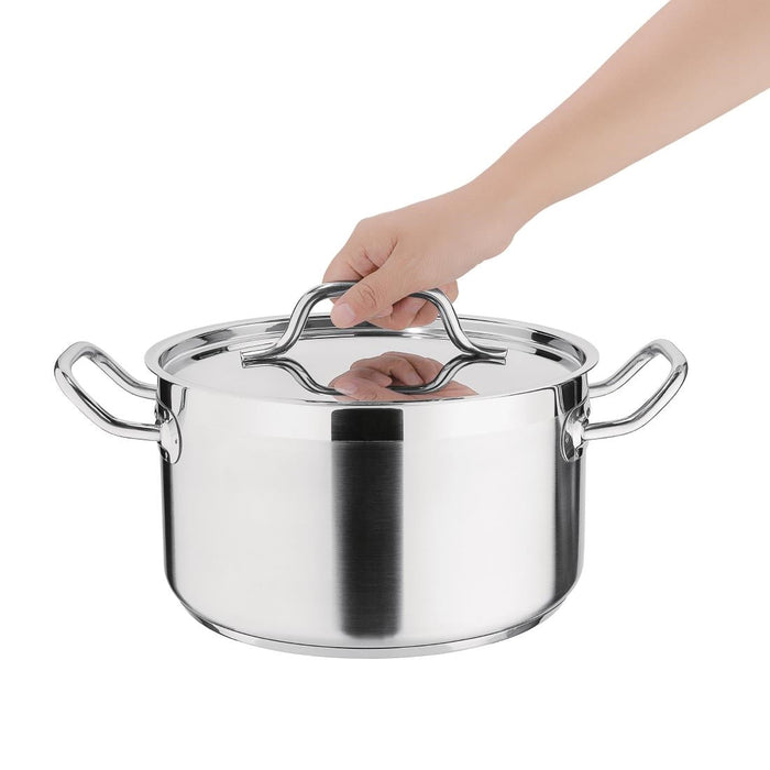 Nisbets Essentials Stainless Steel Stew Pot With Lid 24cm Nisbets Essentials