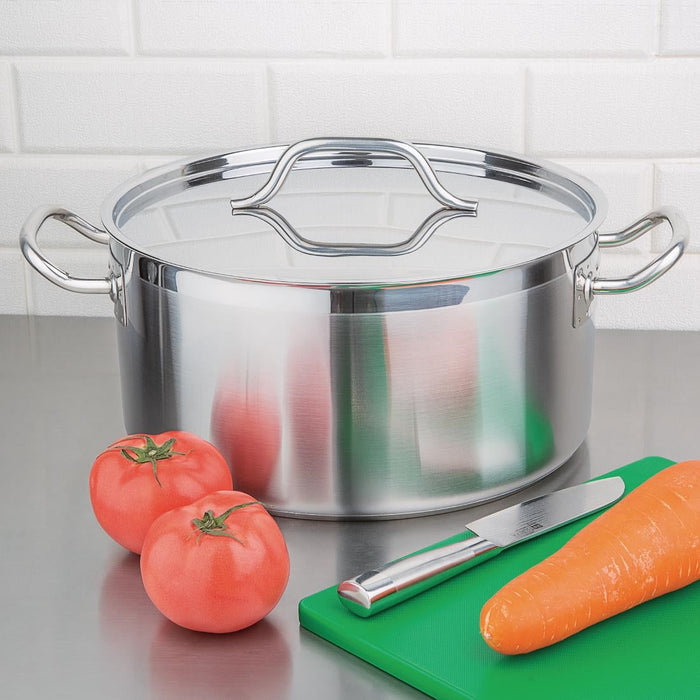 Nisbets Essentials Stainless Steel Stew Pot With Lid  32cm Nisbets Essentials