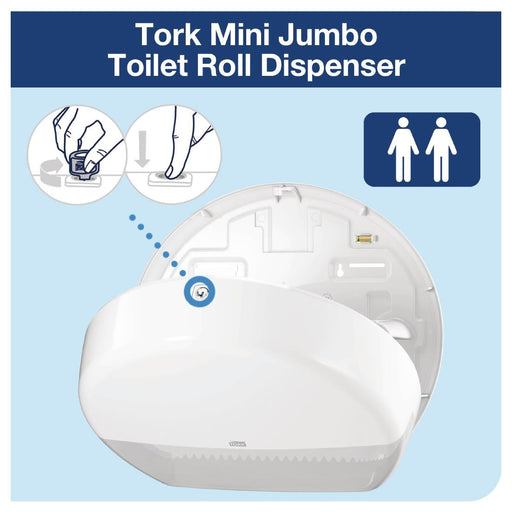 Tork Mini Jumbo Toilet Roll Dispenser White Tork