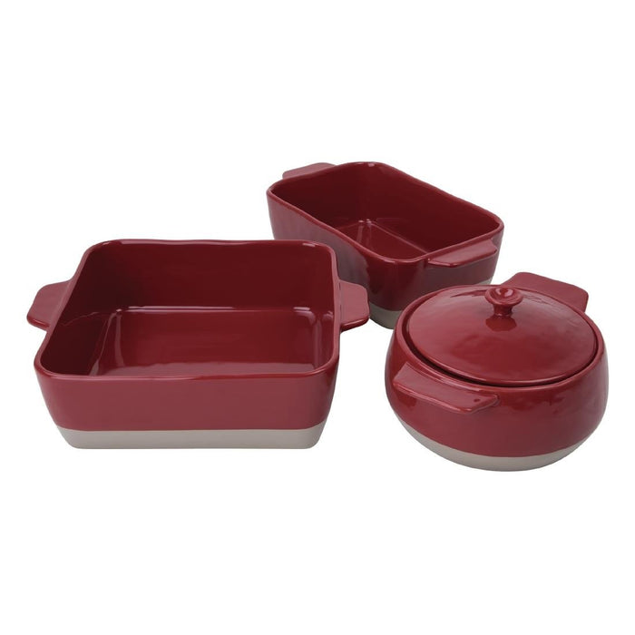 Olympia Red And Taupe Ceramic Roasting Dish 4.2Ltr Olympia
