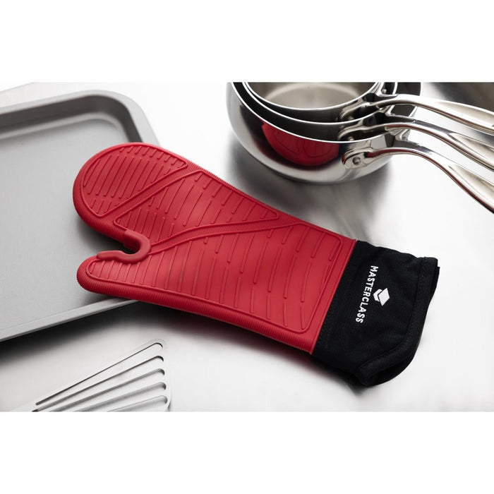 MasterClass Seamless Silicone Oven Mitt with Cotton Sleeve Kitchen Craft